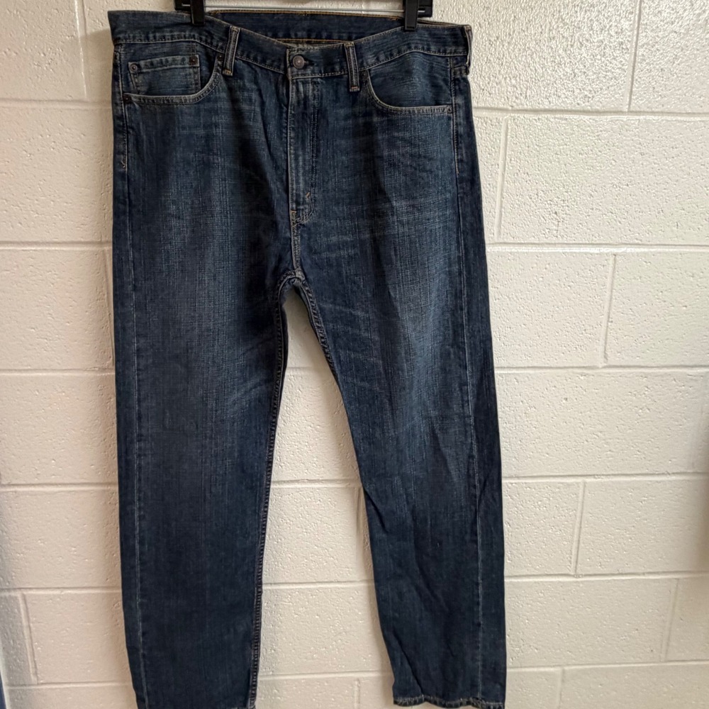 Levi's Mens 505 Regular Fit Straight Leg Jeans 38x34 Dark Wash Denim Classic 90s